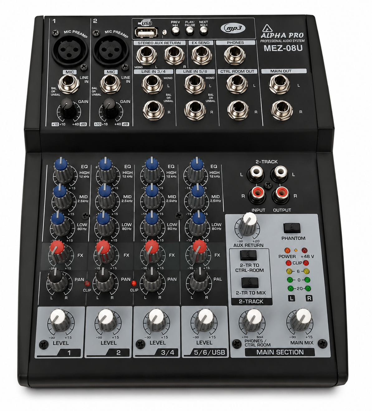 Alpha Pro MEZ-08U Mixer Analogo 6 Canales