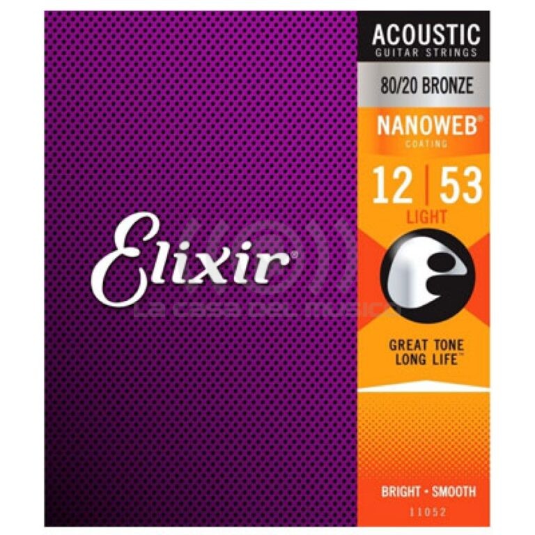 Elixir Nanoweb 11052 – Set de Cuerdas Bronze 80/20 Extra Light, 12-53