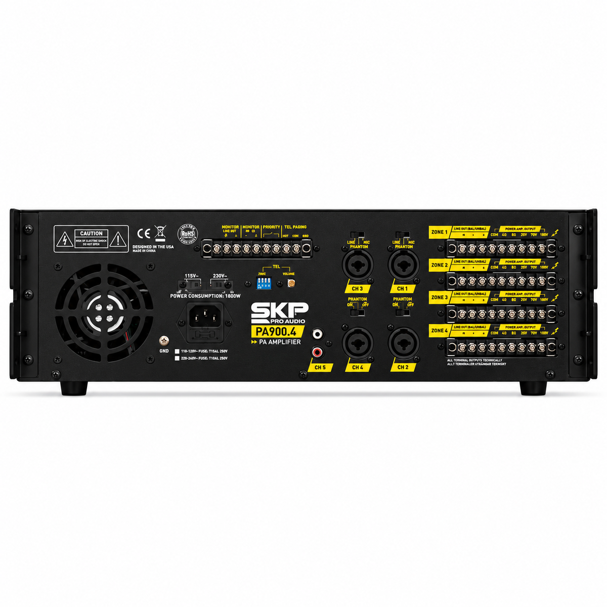 Amplificador Multizona SKP PA 900.4 de 4 Zonas 900W RMS