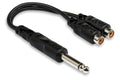 Hosa Cable YPR103 cable dual RCA F Y macho de 1/4 pulgadas Negro