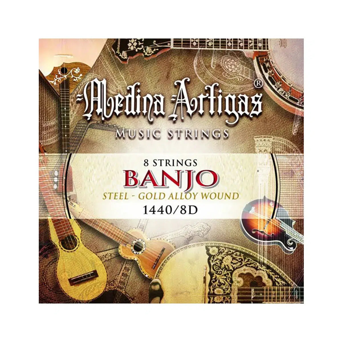 Cuerdas Banjo 8C Medina Artigas 1440/8D | Steel–Golden Alloy Wound