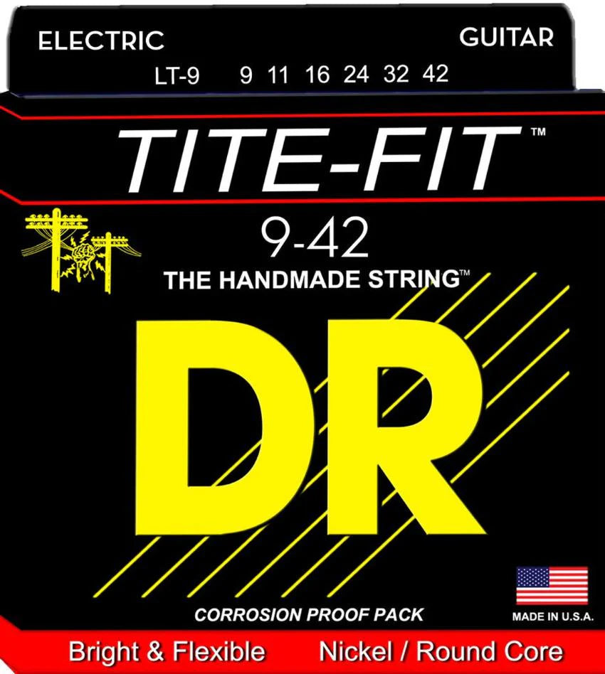 Cuerdas para guitarra eléctrica niqueladas DR Tite-Fit LT-9 Lite